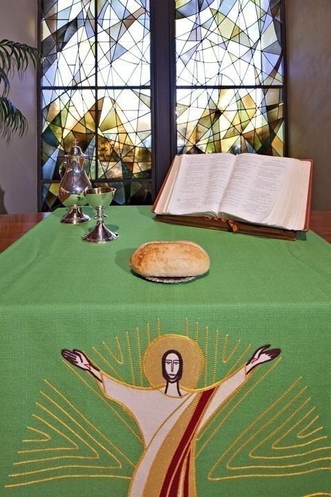 An altar set for Communion