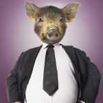 Businessman with pigs head